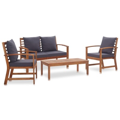 Muebles de jardín 4 piezas con cojines madera acacia maciza