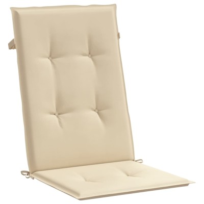 Cojín silla de jardín respaldo alto 2 uds tela beige 120x50x3cm