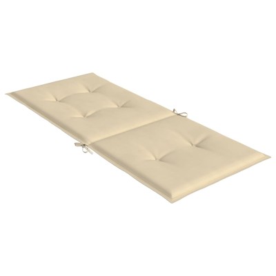 Cojín silla de jardín respaldo alto 2 uds tela beige 120x50x3cm