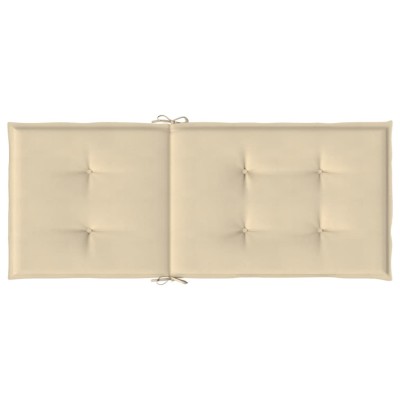 Cojín silla de jardín respaldo alto 2 uds tela beige 120x50x3cm