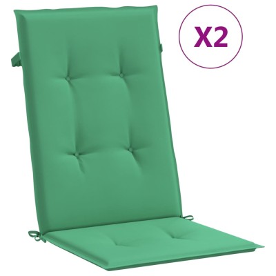 Cojín silla de jardín respaldo alto 2 uds tela verde 120x50x3cm