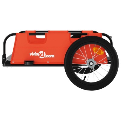 Remolque para bicicletas hierro y tela Oxford naranja