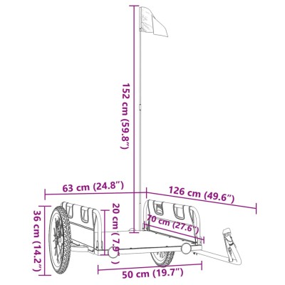 Remolque para bicicletas hierro y tela Oxford verde