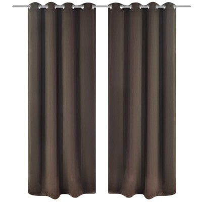 2 cortinas marrones oscuras con anillas blackout 135x245cm