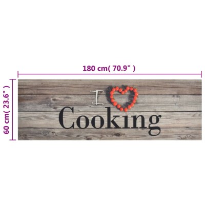 Alfombra de cocina lavable terciopelo cooking gris 60x180 cm