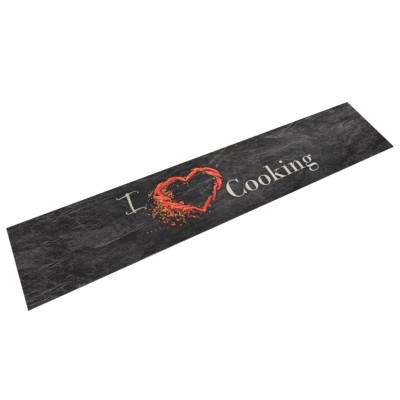 Alfombra de cocina lavable terciopelo Cooking negro 60x300 cm