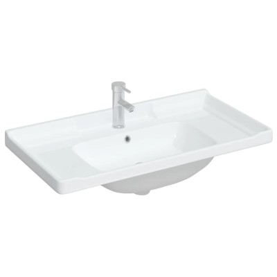 Lavabo de baño rectangular cerámica blanco 91,5x48x23 cm