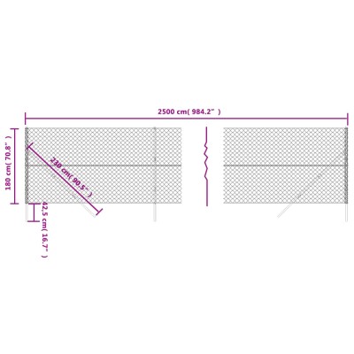 Cerca de alambre gris antracita 1,8x25 m