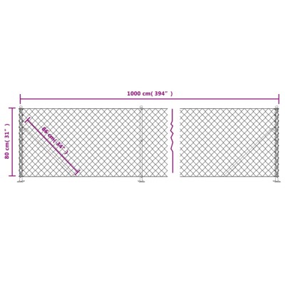 Cerca de alambre con brida plateada 0,8x10 m