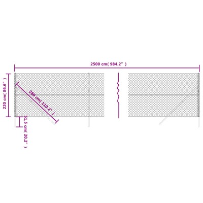 Cerca de alambre gris antracita 2,2x25 m