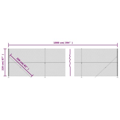 Cerca de alambre con brida plateada 2,2x10 m