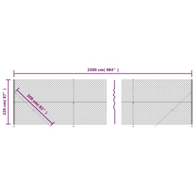 Cerca de alambre con brida plateada 2,2x25 m