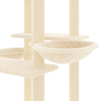 Rascador para gatos con postes de sisal color crema 133 cm