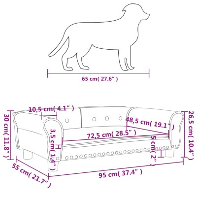 Cama para perros de terciopelo azul 95x55x30 cm