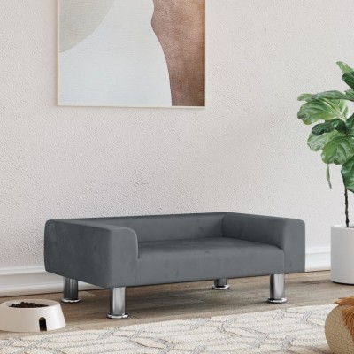 Cama para perros de terciopelo gris oscuro 70x45x26,5 cm