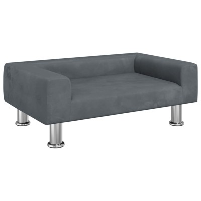 Cama para perros de terciopelo gris oscuro 70x45x26,5 cm