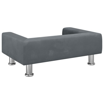 Cama para perros de terciopelo gris oscuro 70x45x26,5 cm