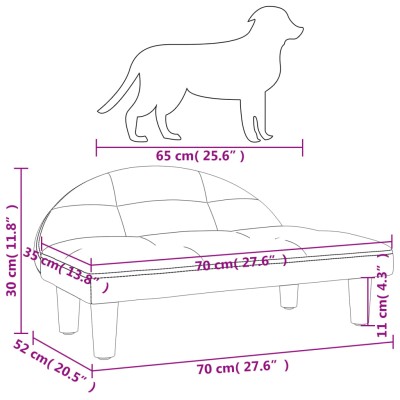 Cama para perros de tela gris oscuro 70x52x30 cm