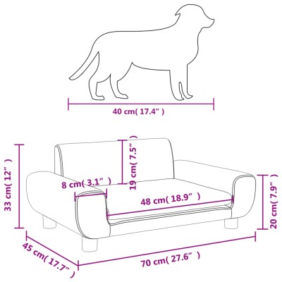 Cama para perros de terciopelo azul 70x45x33 cm