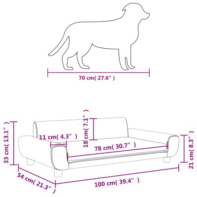 Cama para perros de terciopelo azul 100x54x33 cm