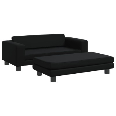 Cama de perros con extensión cuero sintético negro 100x50x30 cm