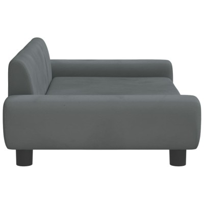 Cama para perros de terciopelo gris oscuro 100x54x33 cm