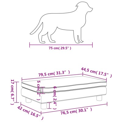 Cama para perros con extensión terciopelo marrón 100x50x30 cm