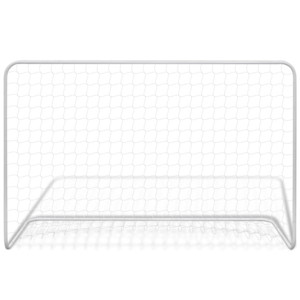 Porterías de fútbol 2 uds con red 182x61x122 cm acero blanco