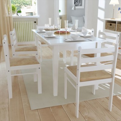 Sillas de comedor 6 unidades madera maciza y terciopelo blanco