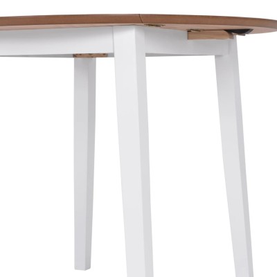 Juego de comedor de MDF y madera de caucho 5 piezas blanco