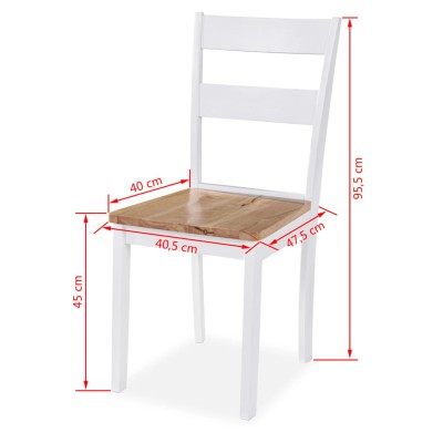 Juego de comedor de MDF y madera de caucho 5 piezas blanco