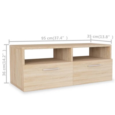 Mueble de TV 2 piezas madera de ingeniería roble 95x35x36 cm