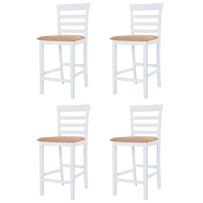 Set mesa y sillas de bar 5 piezas madera maciza marrón y blanco