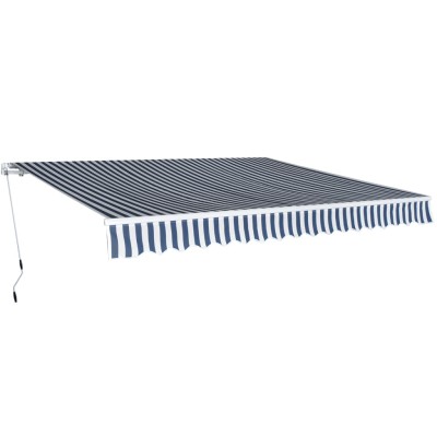 Toldo plegable de operación manual 400 cm azul y blanco