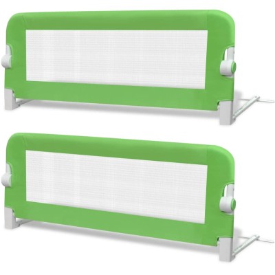 Barandilla de seguridad cama de niño 2 uds verde 102x42 cm