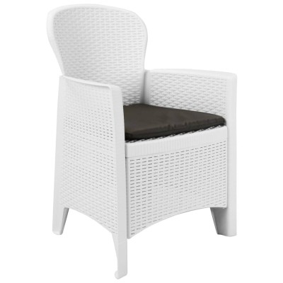 Set de muebles de jardín 7 pzas plástico blanco aspecto ratán