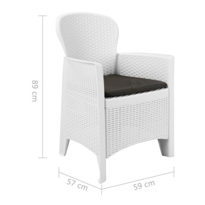 Set de muebles de jardín 7 pzas plástico blanco aspecto ratán