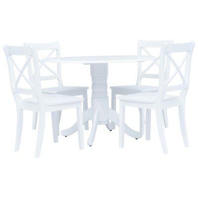 Conjunto de comedor 5 piezas madera maciza de caucho blanco