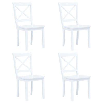 Conjunto de comedor 5 piezas madera maciza de caucho blanco