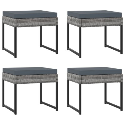 Set de comedor para jardín 11 pzas cojines ratán sintético gris