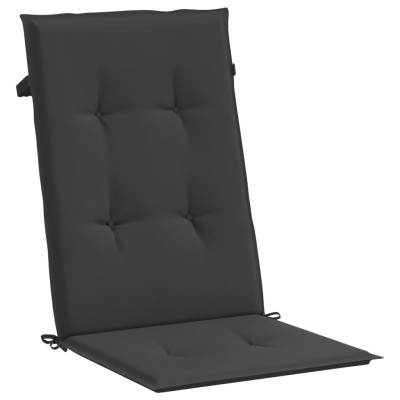 Cojín silla de jardín respaldo alto 6 uds tela negro 120x50x3cm