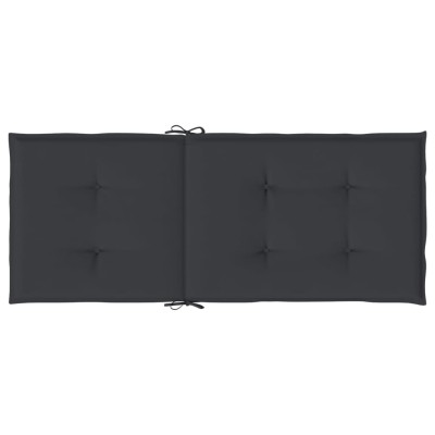 Cojín silla de jardín respaldo alto 6 uds tela negro 120x50x3cm