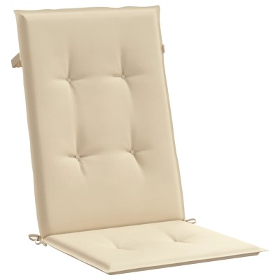 Cojín silla de jardín respaldo alto 6 uds tela beige 120x50x3cm