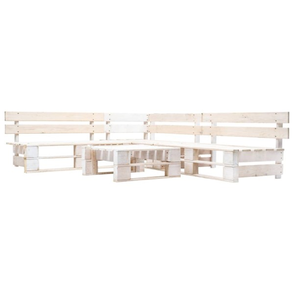 Set de muebles de jardín de palets 4 piezas madera blanco