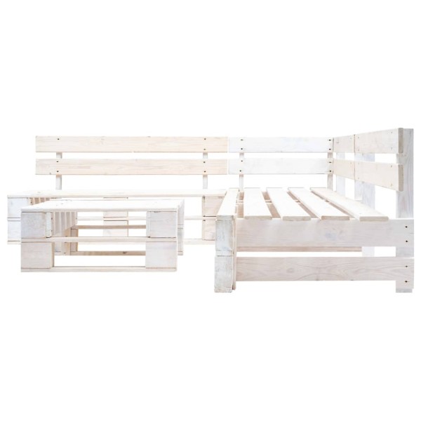 Set de muebles de jardín de palets 4 piezas madera blanco