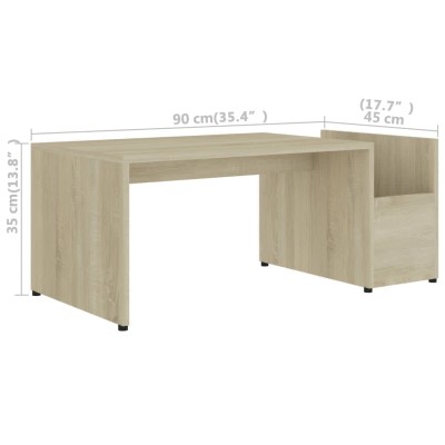 Mesa de centro madera contrachapada color roble 90x45x35 cm