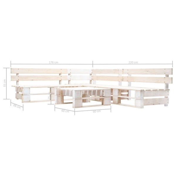 Set de muebles de jardín de palets 4 piezas madera blanco