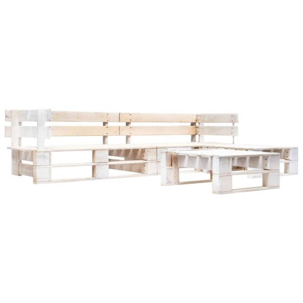 Set de muebles de palés para jardín 4 piezas madera blanco