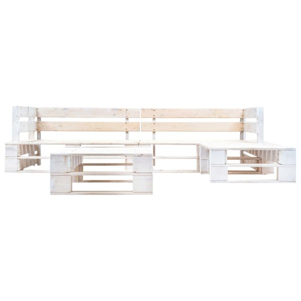 Set de muebles de palés para jardín 4 piezas madera blanco