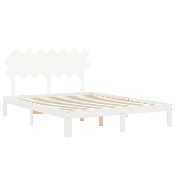 Estructura de cama con cabecero madera maciza blanco 140x200 cm